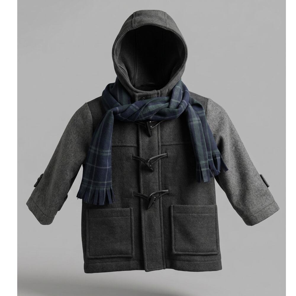 Rothschild Boys 4T Old Money Preppy Light Academia Hood‎ Toggle Coat Scarf Set